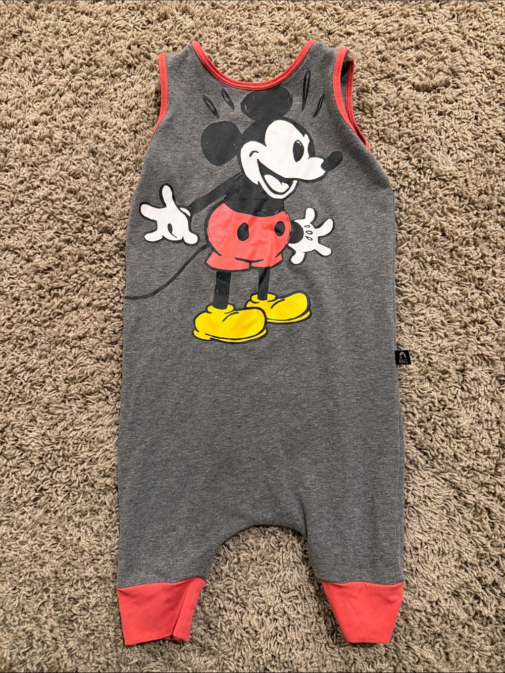 Disney Gray Romper with Red Trim and Yellow Shoe Graphic